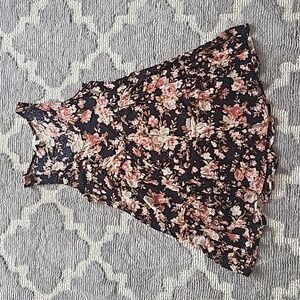 Womens size xs tan, navy, blush floral print sleeveless dress